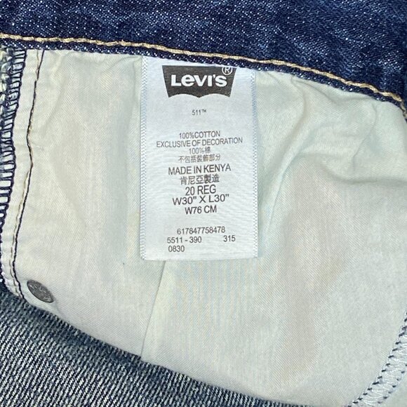Levi's Mid Rise 511 Slim Fit Straight Denim Jeans 30" x 30" Faded Dark Wash - Picture 13 of 14